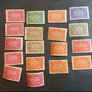 1922 German Deutches Reich Stamps 18 count